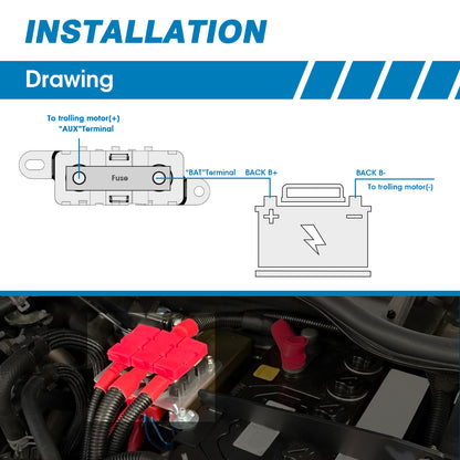 GLOSO DMM Mega Fuse Holder Bolt-Down AMG Fuse Holder with Cover M8 Stud  (Fuse not included)