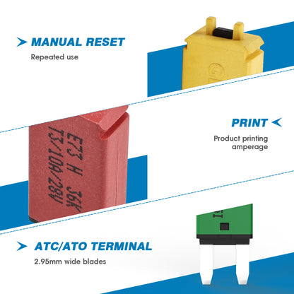 GLOSO E73 Mini ATM Circuit Breakers Manual Reset (T3) (5A-30A)