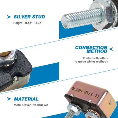 GLOSO E511 Auto (T1) Reset Stud Type Circuit Breakers, No Bracket (5A-50A)