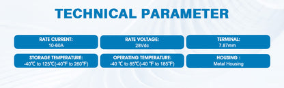 GLOSO E83 Maxi Blade Circuit Breaker, T3 Manual Reset (10A-60A)