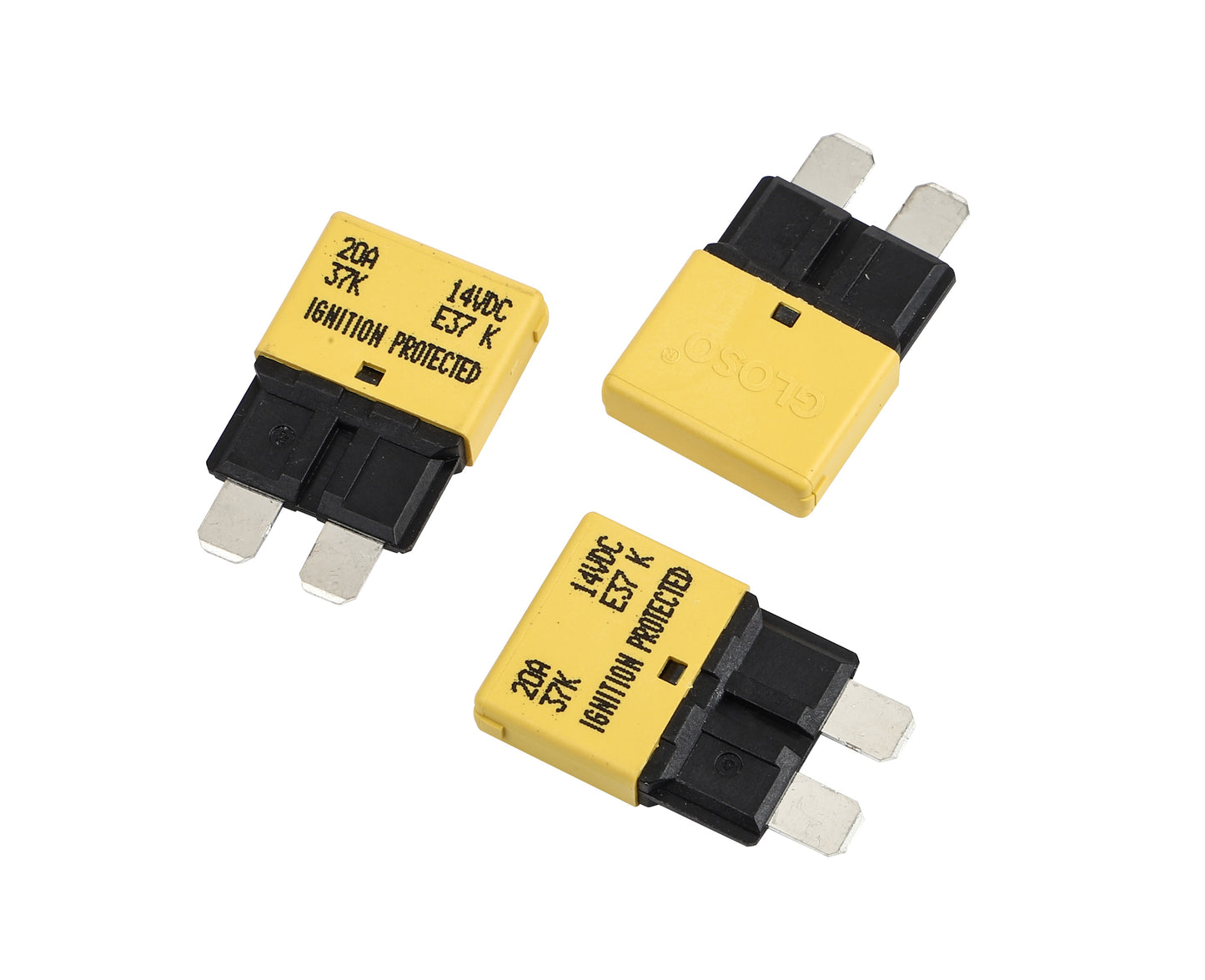 GLOSO E37 Auto (T1) Reset Low Profile ATC/ATO Circuit Breakers Fuse 3 Pack (3A-30A)
