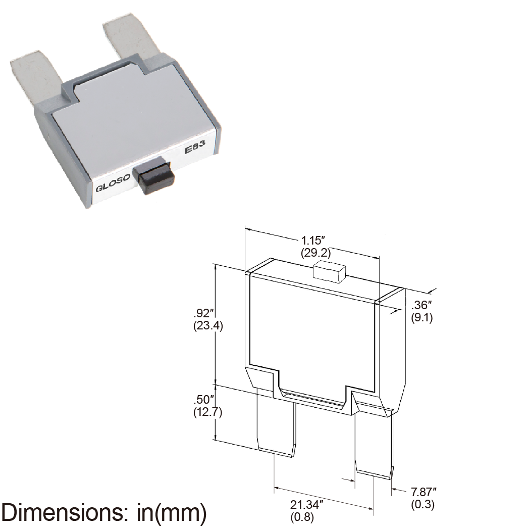 GLOSO E83 Maxi Blade Circuit Breaker, T3 Manual Reset (10A-60A)